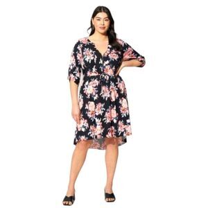 TORRID PLUS SIZE-MINI CHALLIS FLORAL HIGH- LOW SHIRT DRESS SIZE 4X